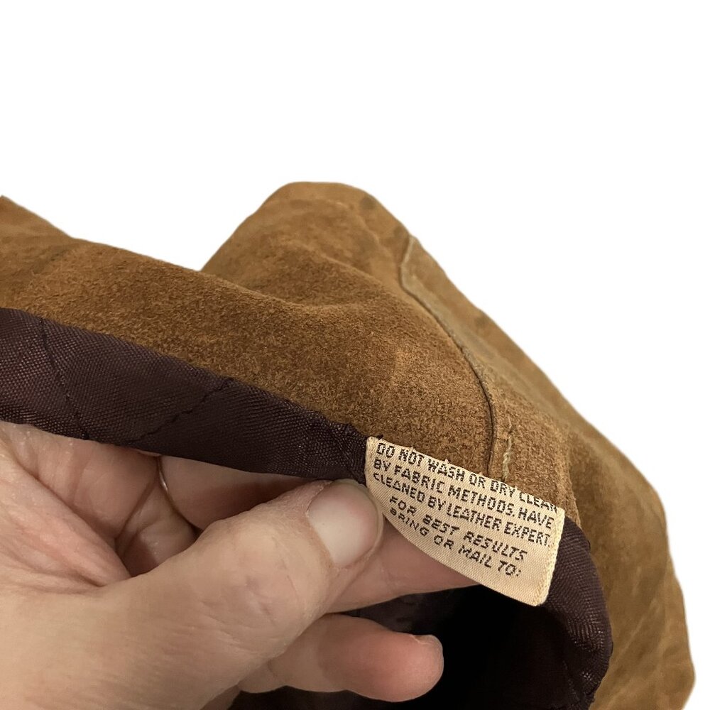 Opera Brand Hooded Suede Coat Snap Front Quilted Lining Vintage Made in Canada - Picture 12 of 12